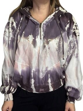 Young Fabulous & Broke Tie-Dye Hoodie Batwing Pullover Purple Pink Size XS